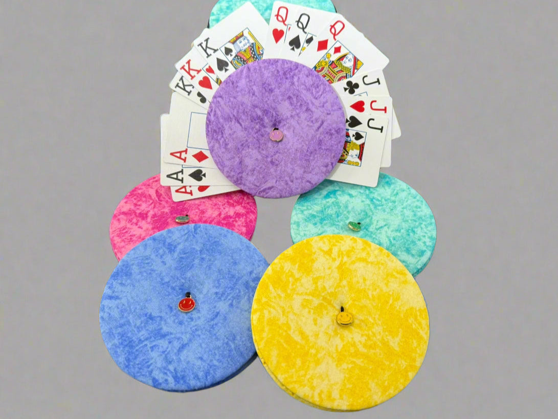 Multi-colored Playing Cards Holders with smiley face charms - Set of 5