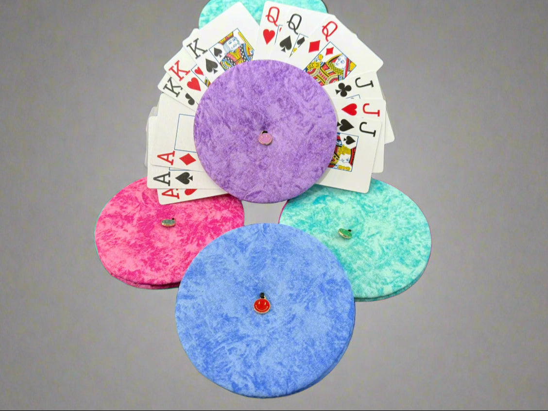 Multi-colored Playing Cards Holders with smiley face charms - Set of 4