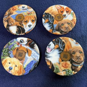 Set of 4 Dog playing cards holder